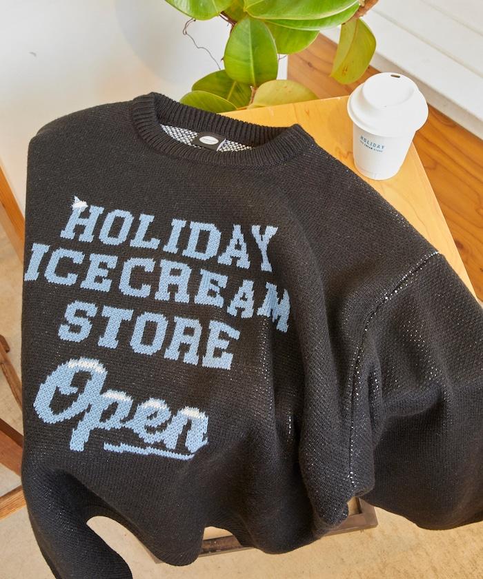 HOLIDAY ICECREAM×FREAK'S STORE/ホリデーアイスクリーム 特別款 寬鬆版型 提花 圓領 針織衫【限量】