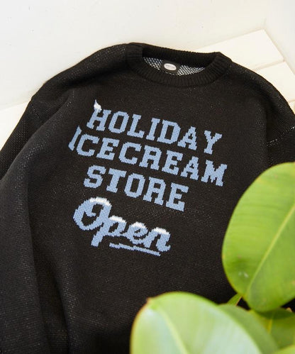 HOLIDAY ICECREAM×FREAK'S STORE/ホリデーアイスクリーム 特別款 寬鬆版型 提花 圓領 針織衫【限量】