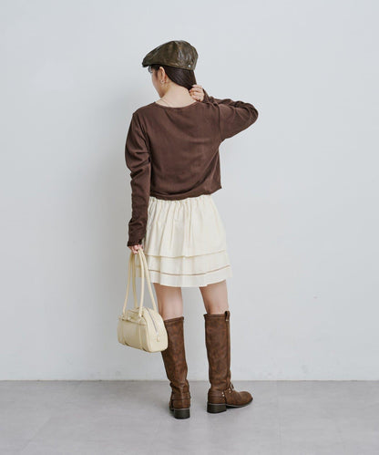 棉質荷葉邊迷你半身裙