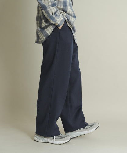 羊毛感雙褶寬腿褲