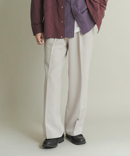 羊毛感雙褶寬腿褲