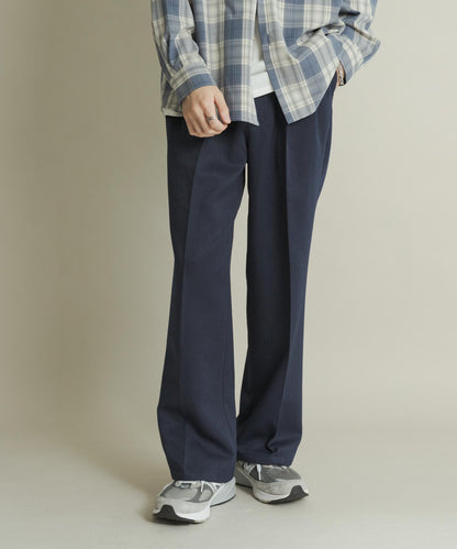 羊毛感雙褶寬腿褲