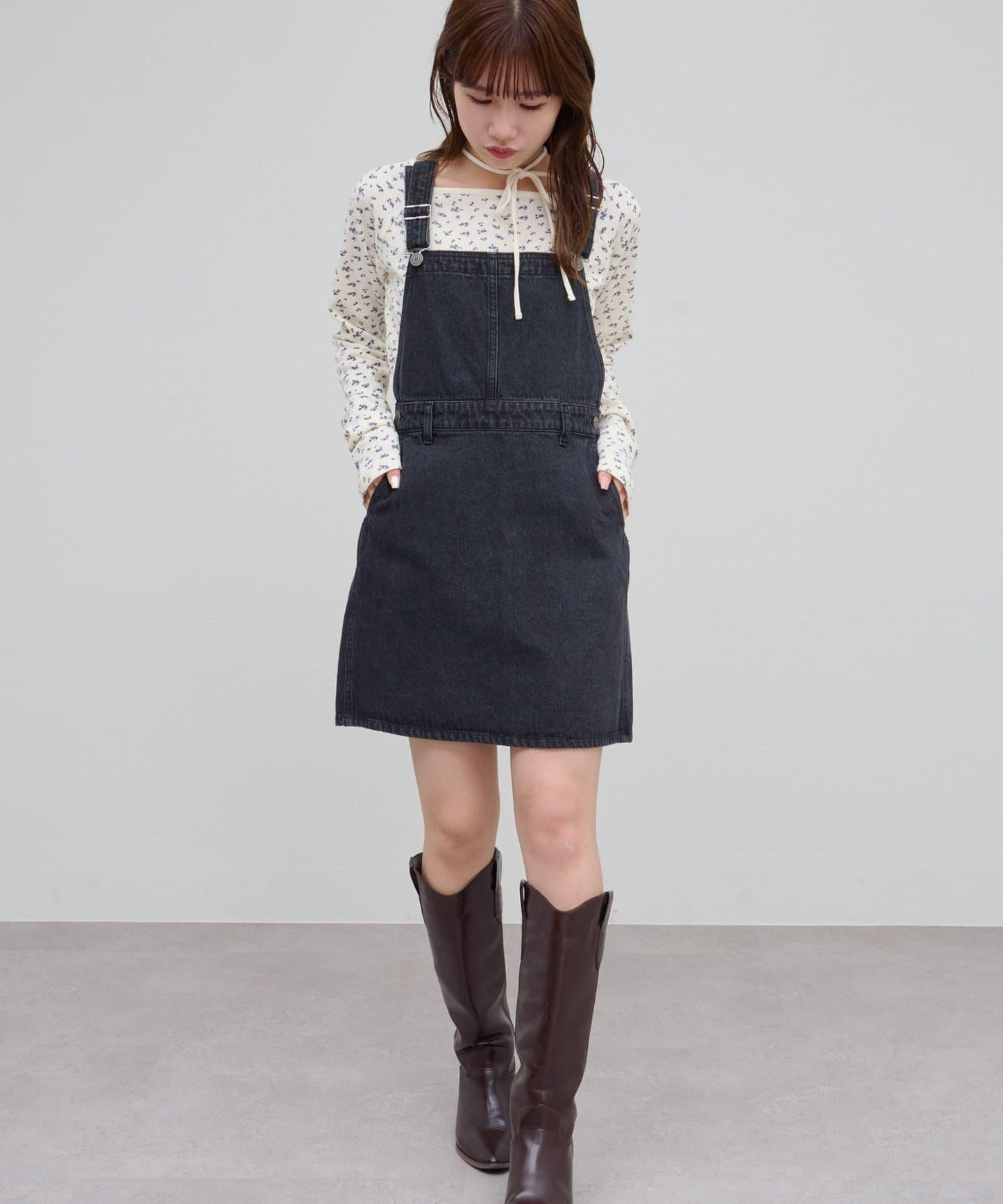 【Discoat】牛仔迷你揹帶裙