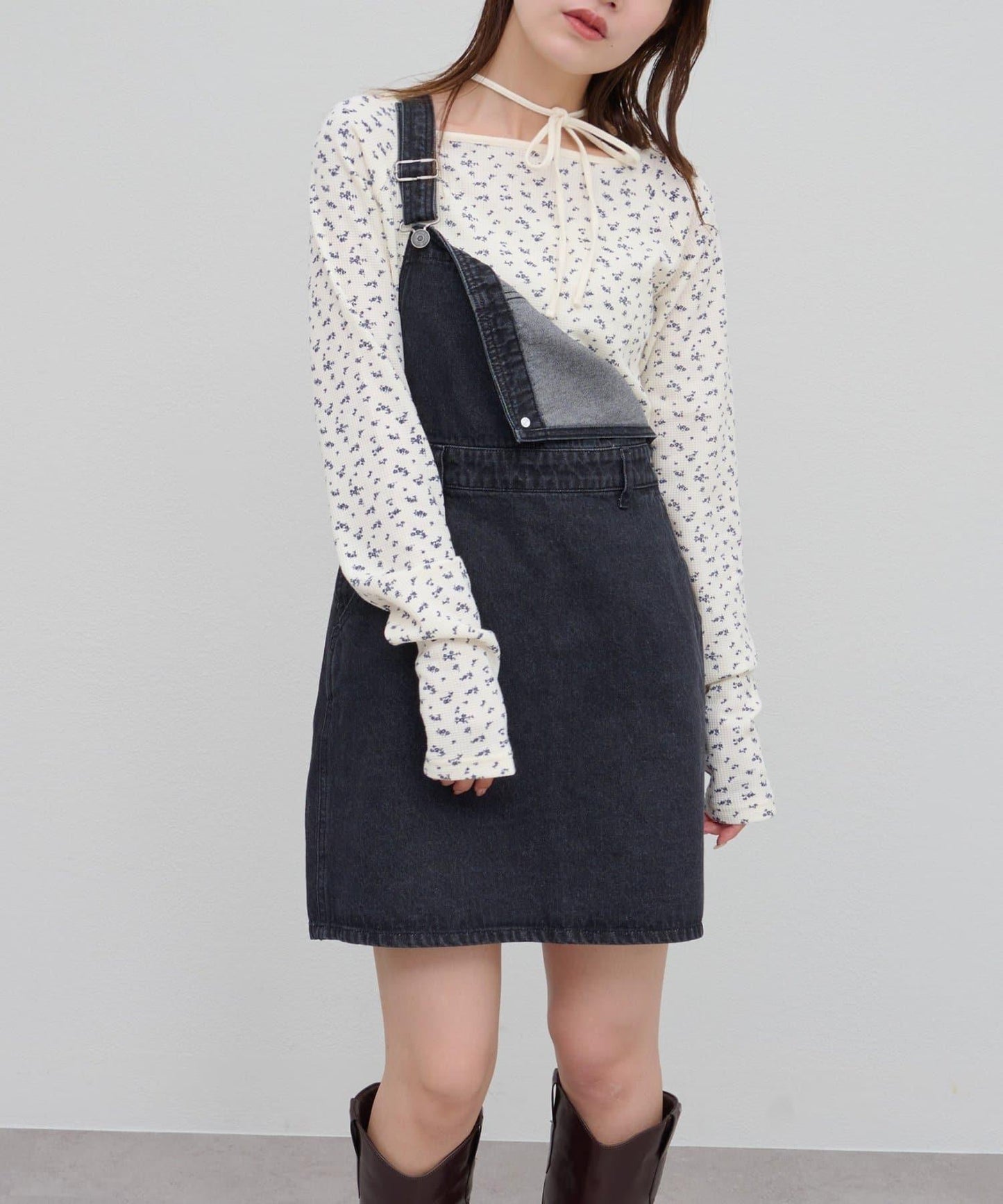 【Discoat】牛仔迷你揹帶裙