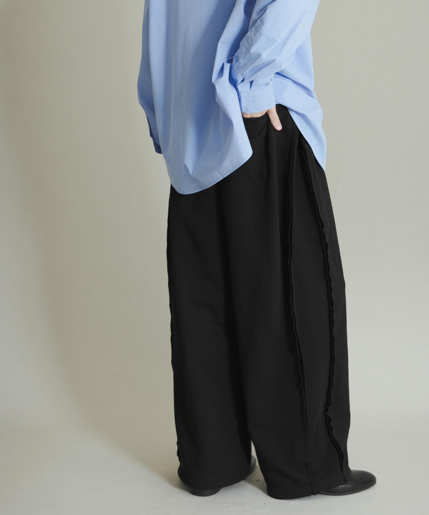 衛衣面料寬鬆褶皺長褲