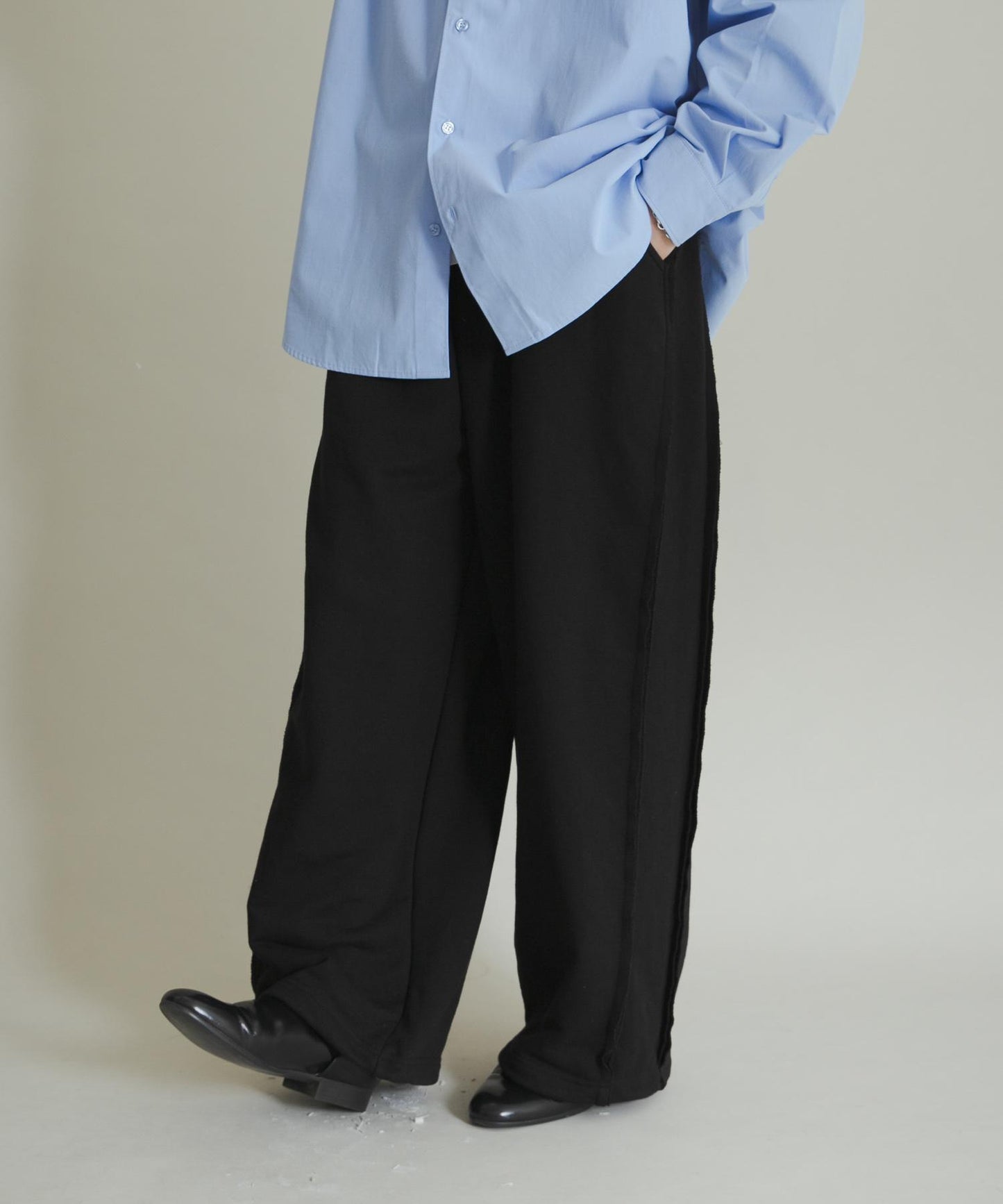 衛衣面料寬鬆褶皺長褲