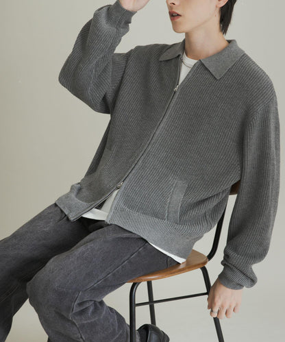 雙拉鍊針織開衫