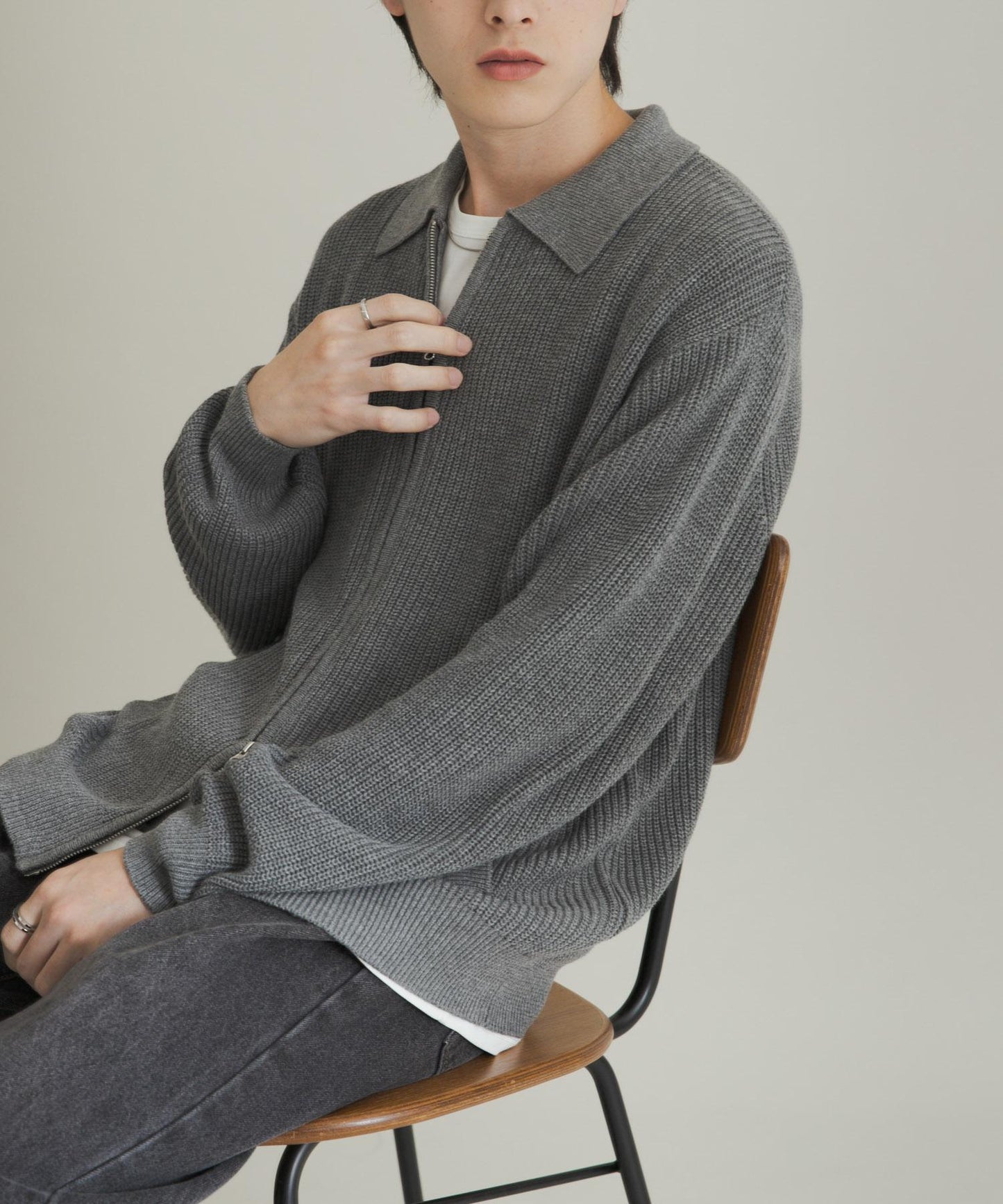 雙拉鍊針織開衫