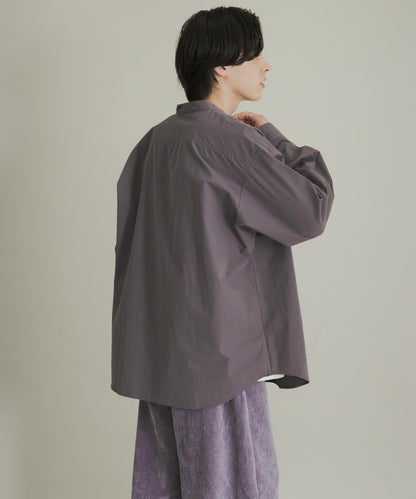 桃色寬鬆立領長袖襯衫