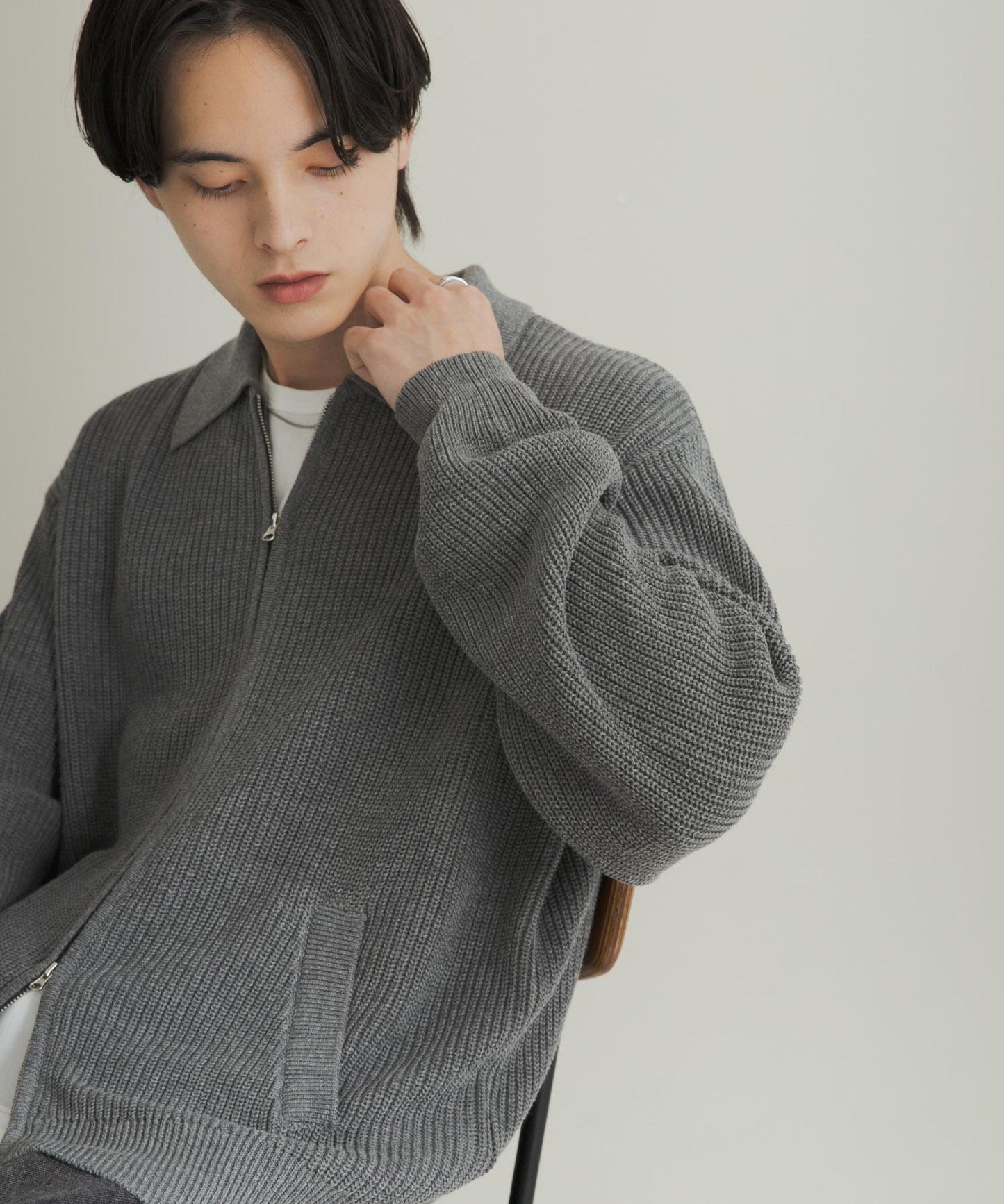 雙拉鍊針織開衫