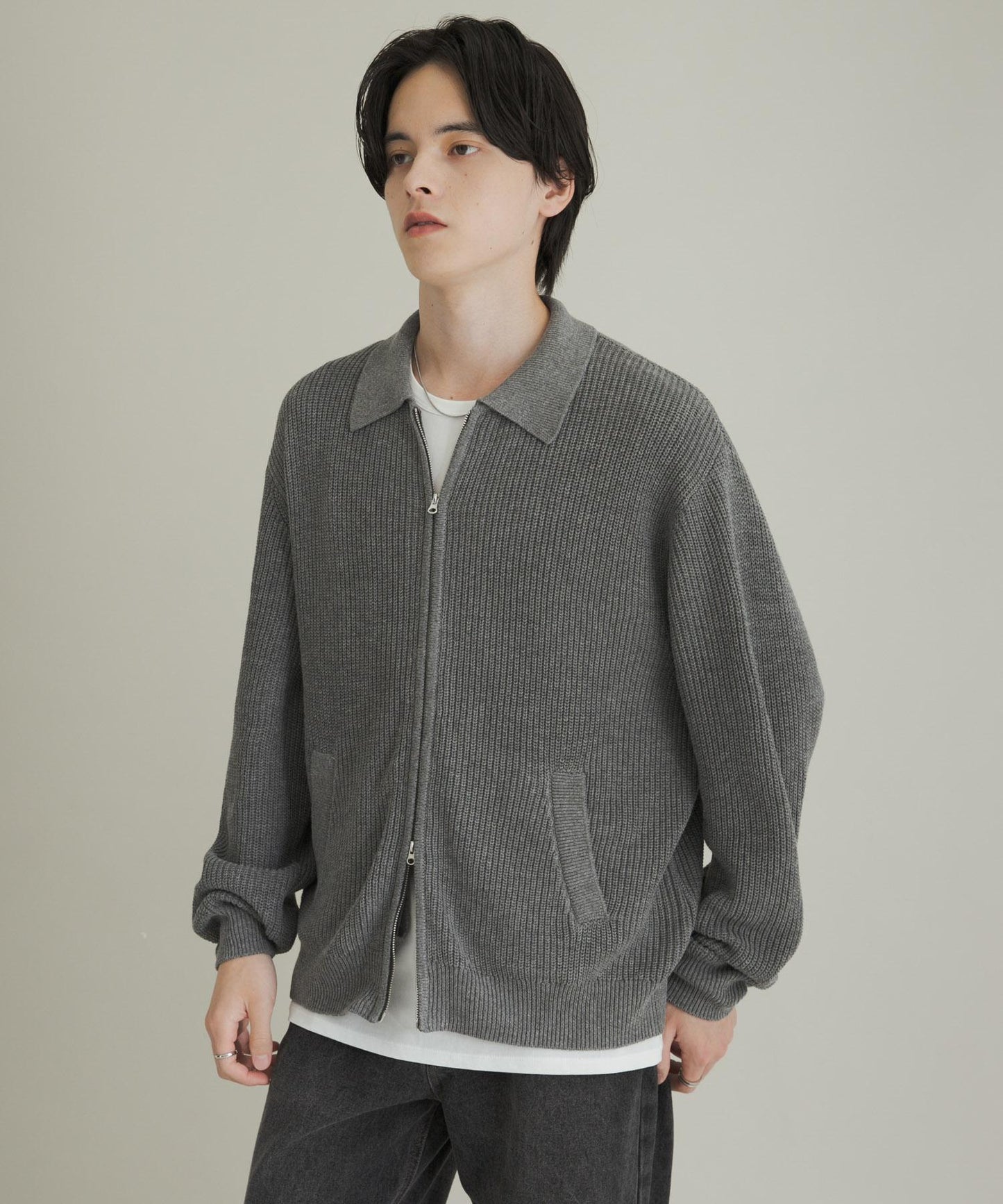 雙拉鍊針織開衫