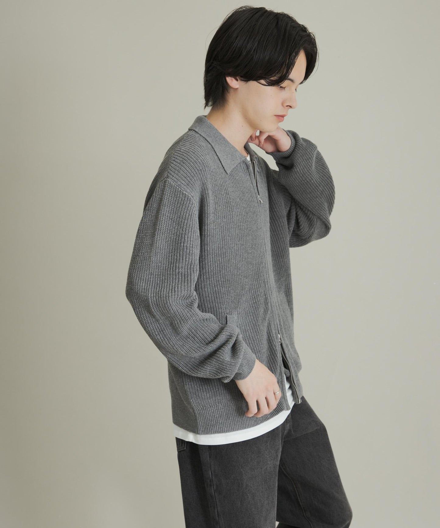 雙拉鍊針織開衫