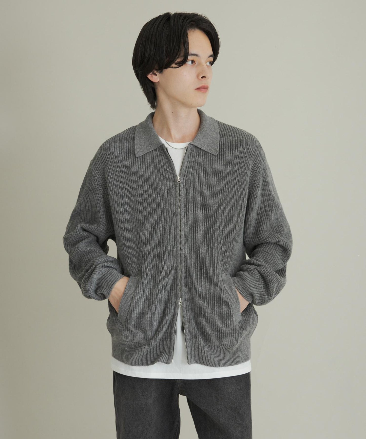 雙拉鍊針織開衫