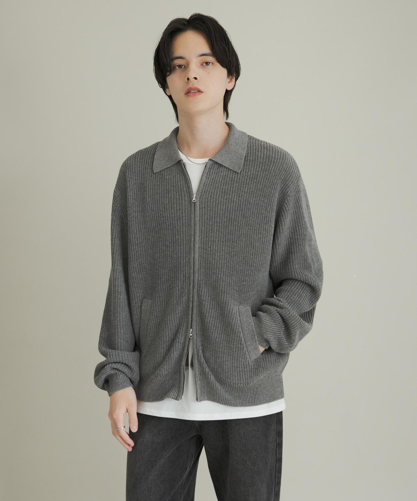 雙拉鍊針織開衫