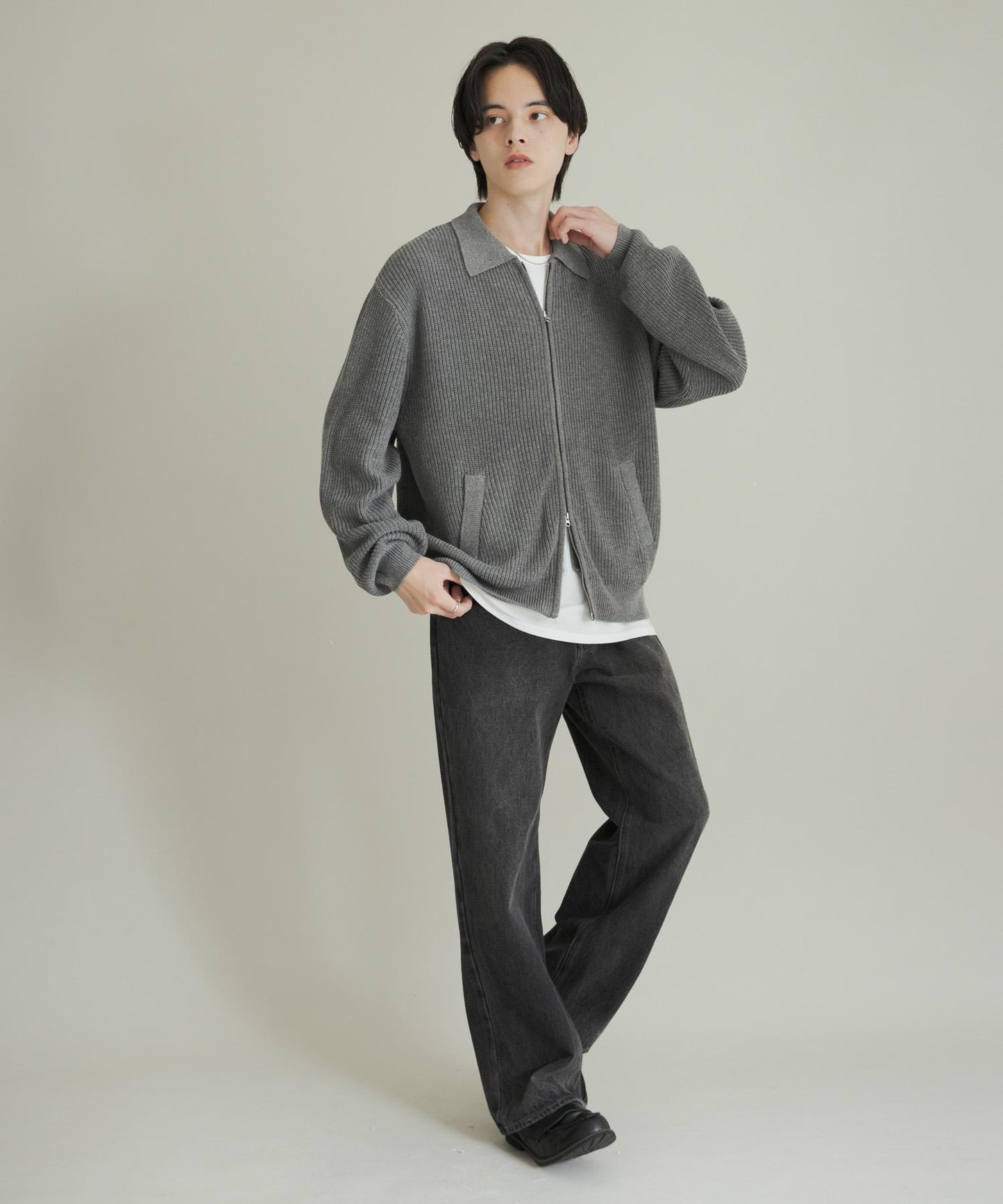 雙拉鍊針織開衫