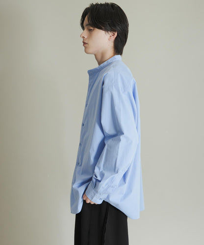 桃色寬鬆立領長袖襯衫