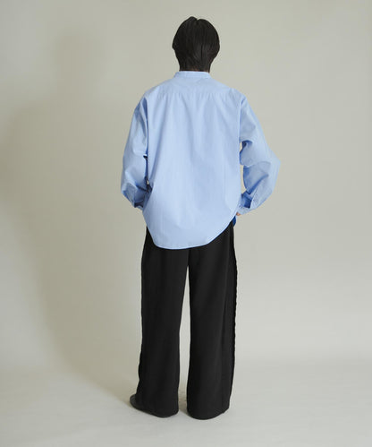 桃色寬鬆立領長袖襯衫