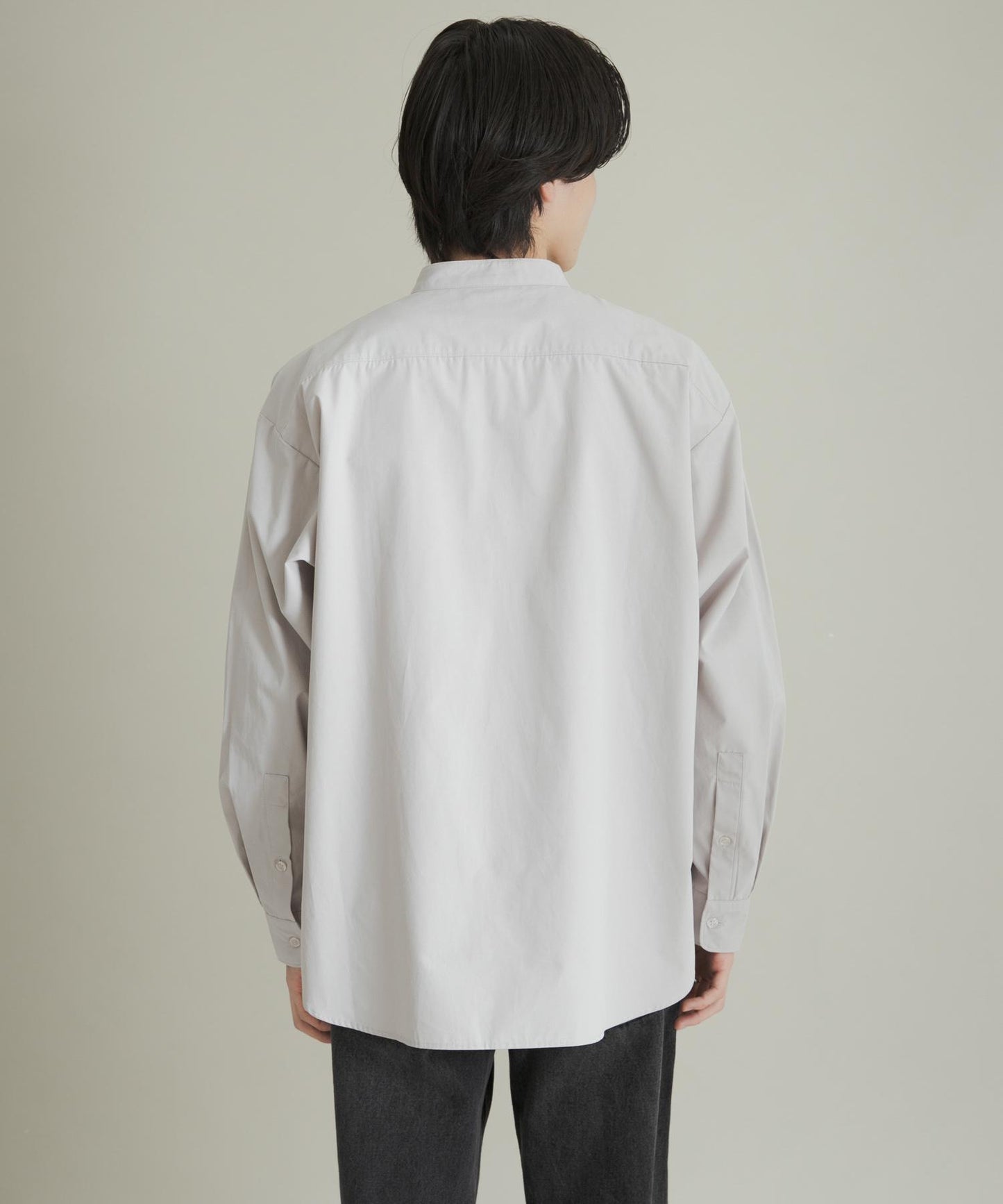 桃色寬鬆立領長袖襯衫