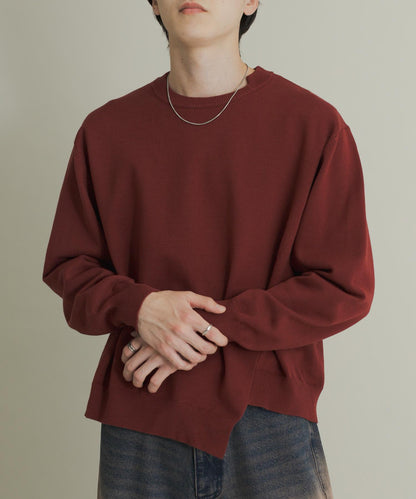 不對稱圓領針織衫