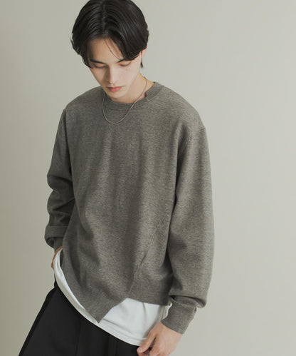 不對稱圓領針織衫