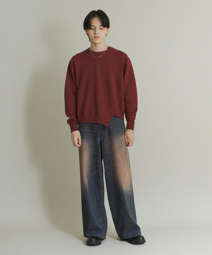 不對稱圓領針織衫