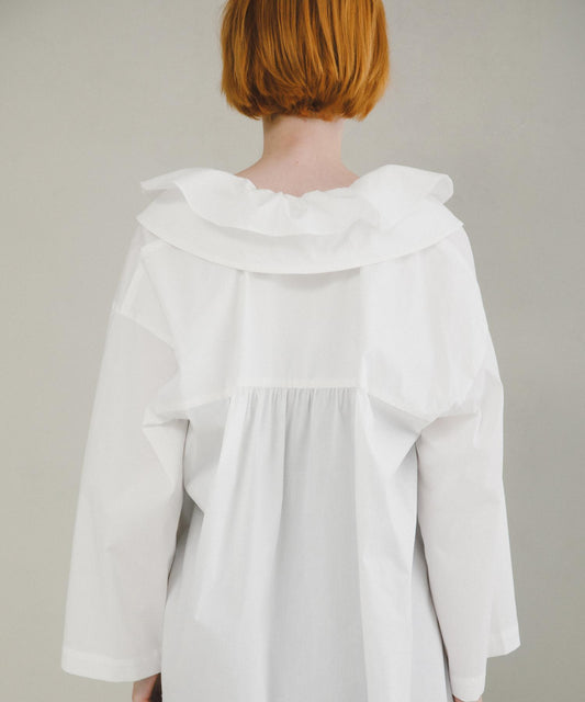 荷葉邊立領襯衫