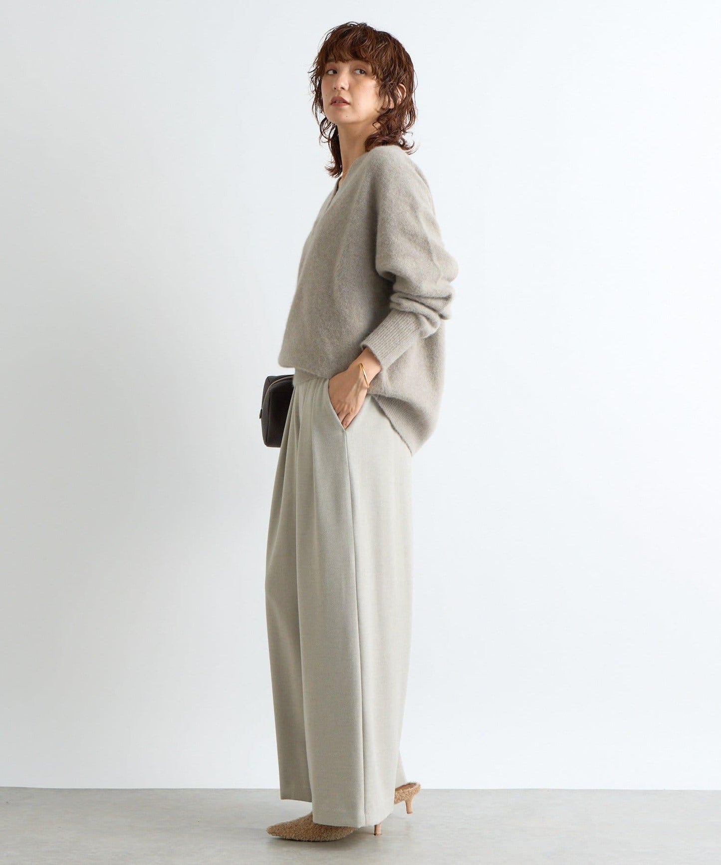 【顯瘦款】保暖打褶寬腿西裝褲/預計10月下旬發貨