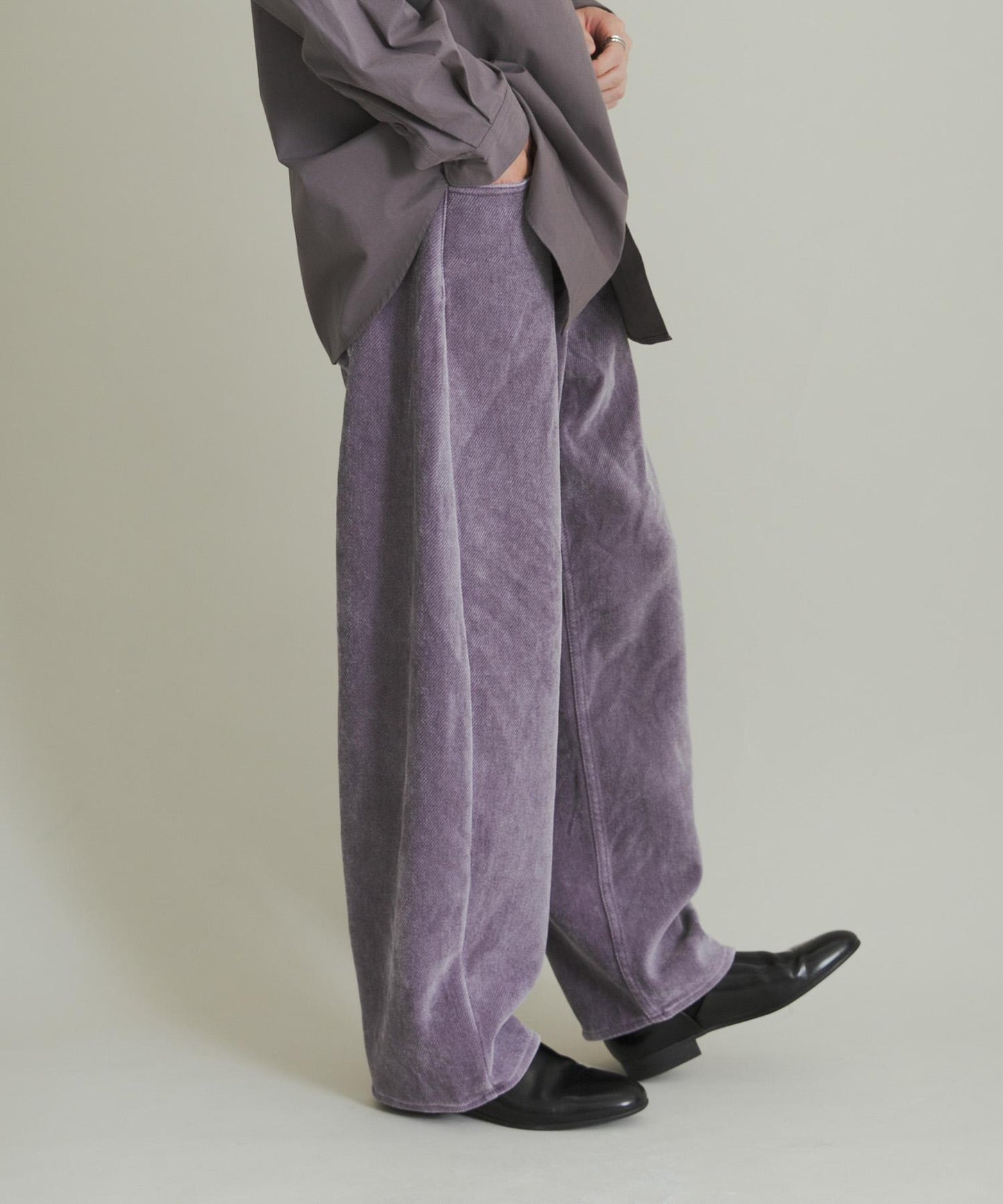 復古斜紋彎腿褲