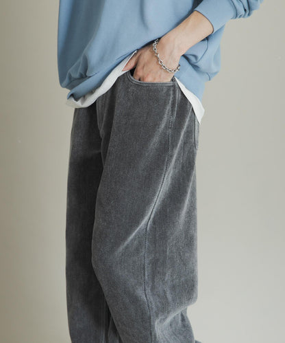 復古斜紋彎腿褲