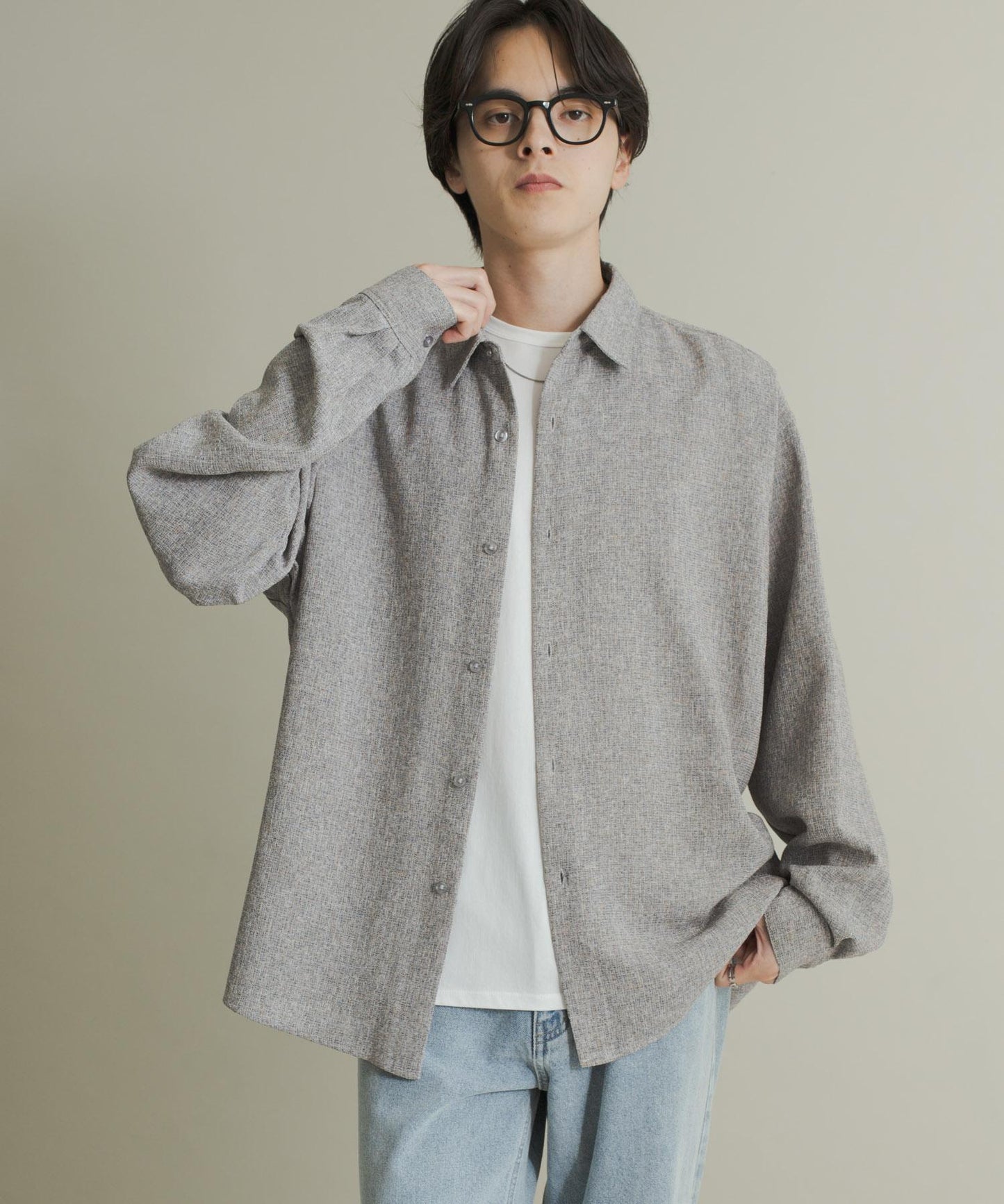 輕薄斜紋常規領襯衫