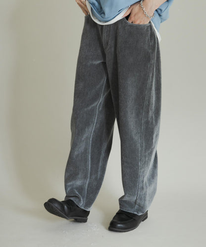 復古斜紋彎腿褲