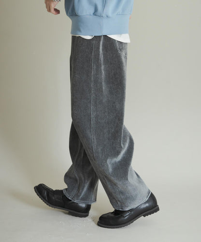 復古斜紋彎腿褲