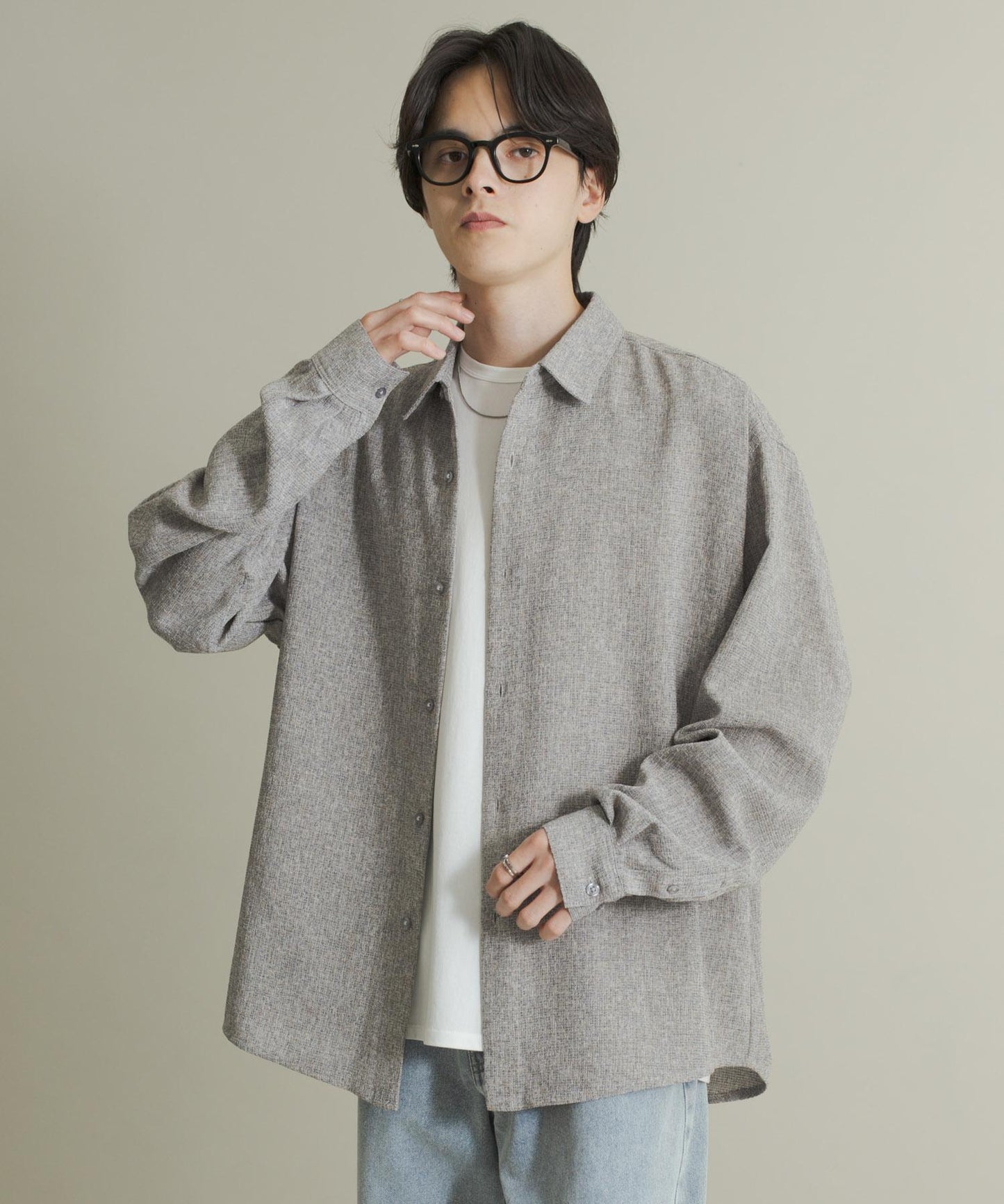 輕薄斜紋常規領襯衫