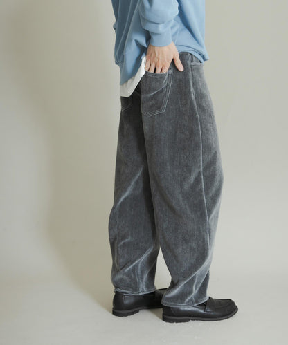 復古斜紋彎腿褲