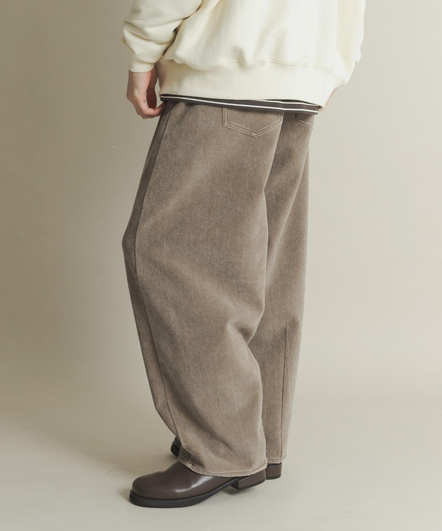 復古斜紋彎腿褲