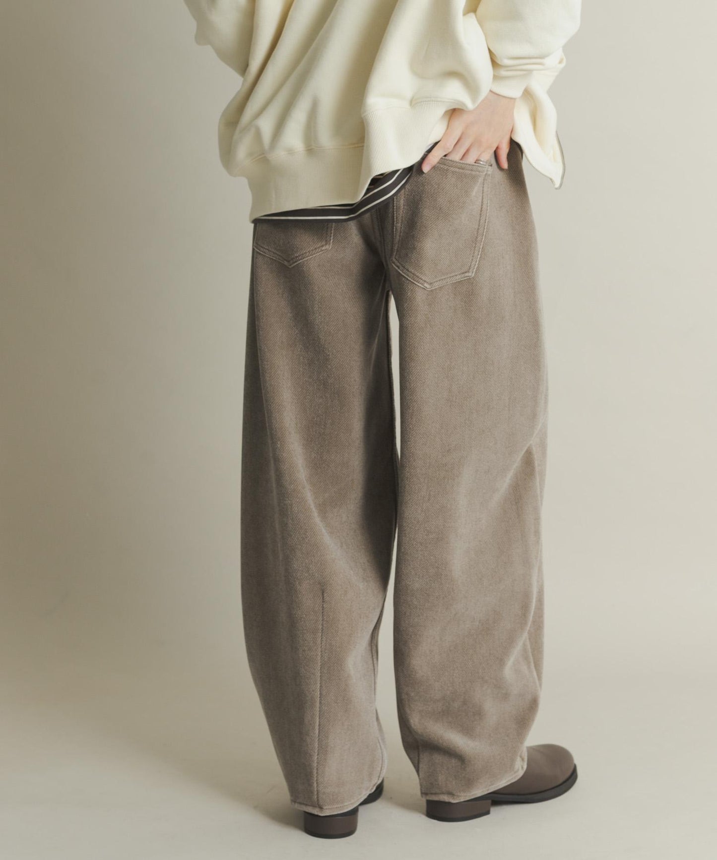 復古斜紋彎腿褲