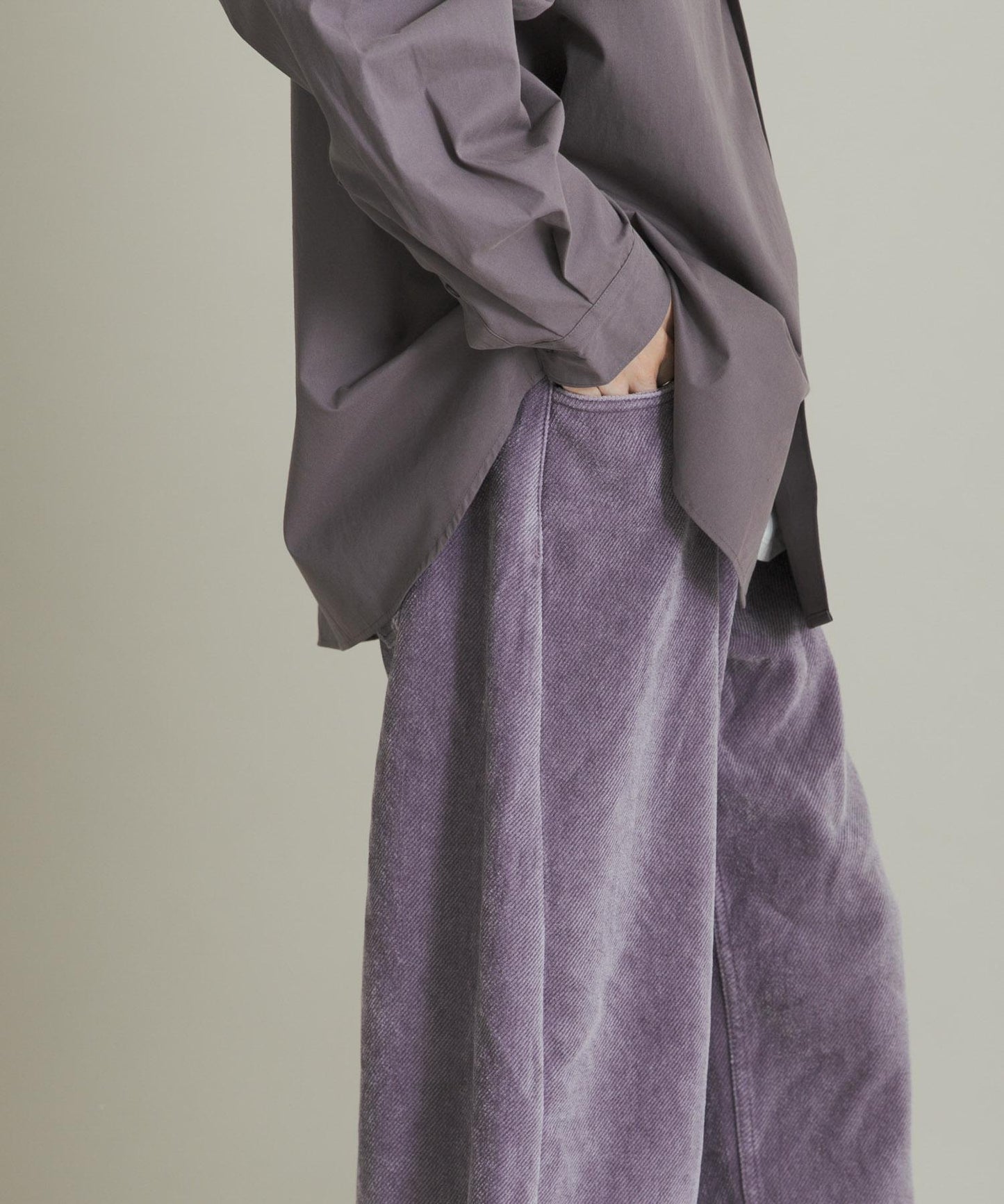 復古斜紋彎腿褲