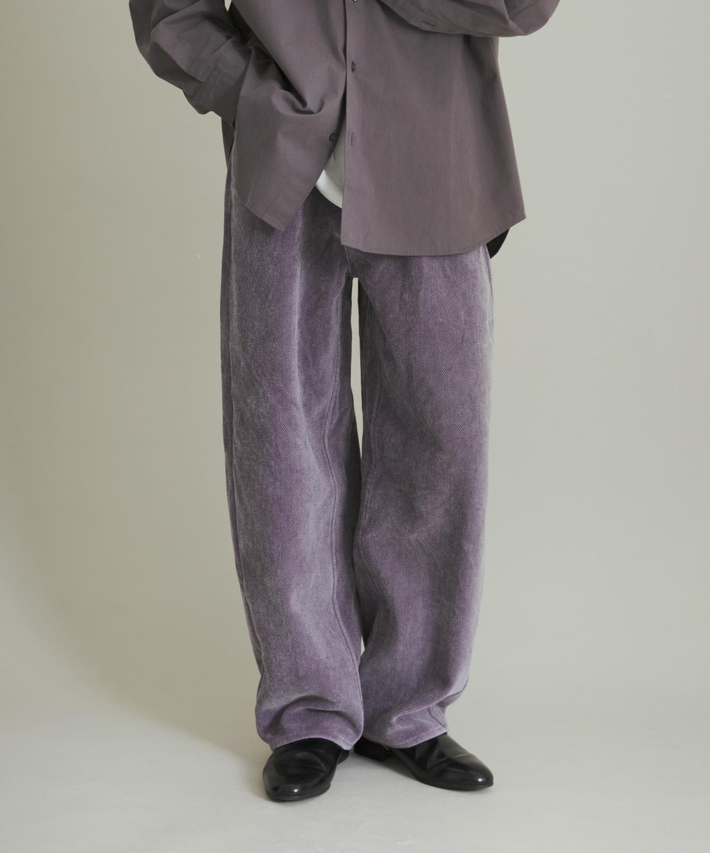 復古斜紋彎腿褲