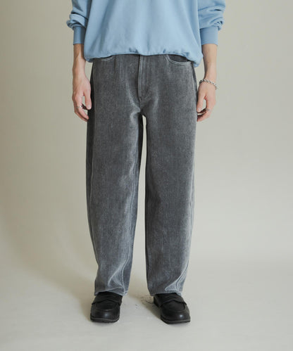 復古斜紋彎腿褲