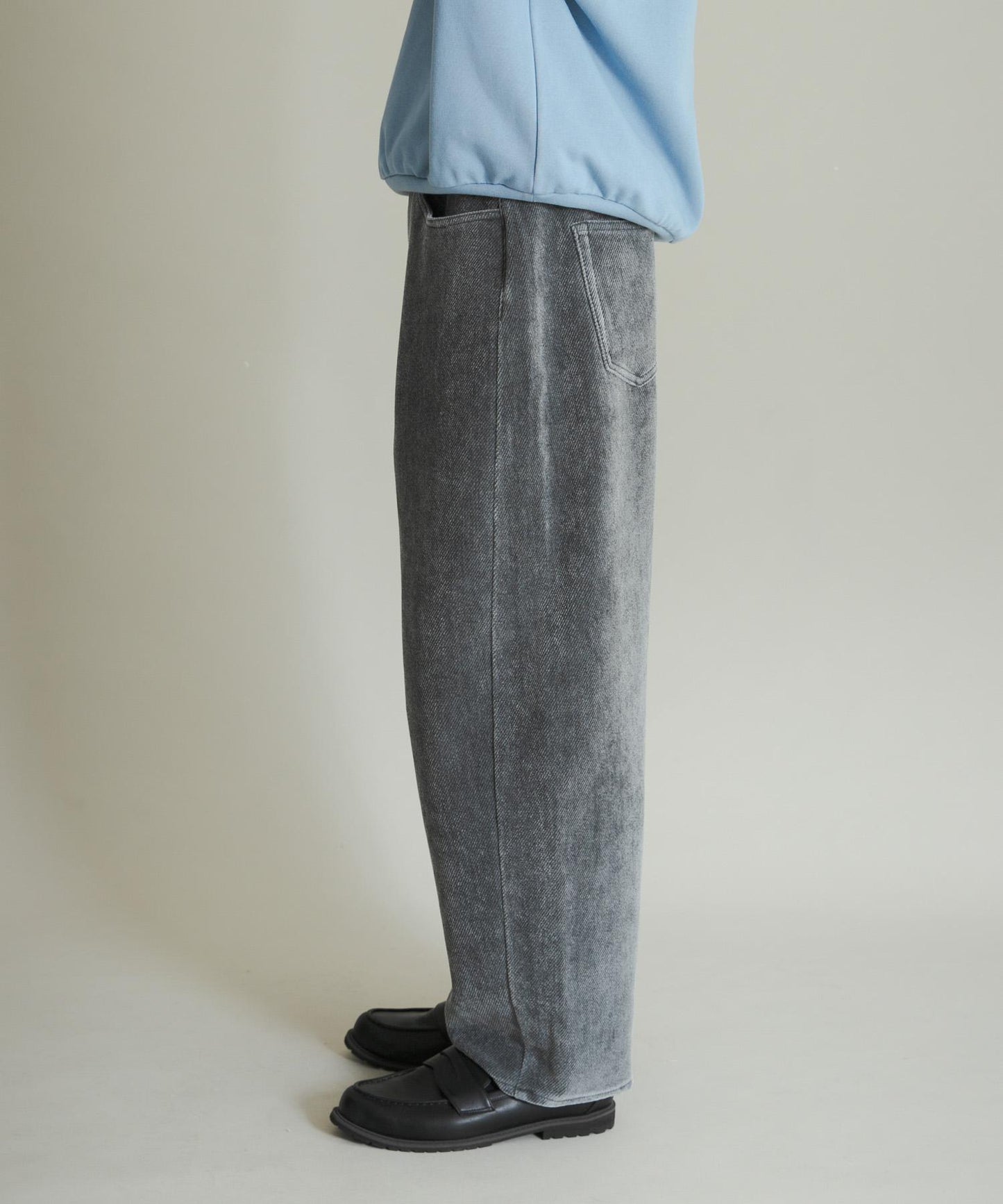 復古斜紋彎腿褲