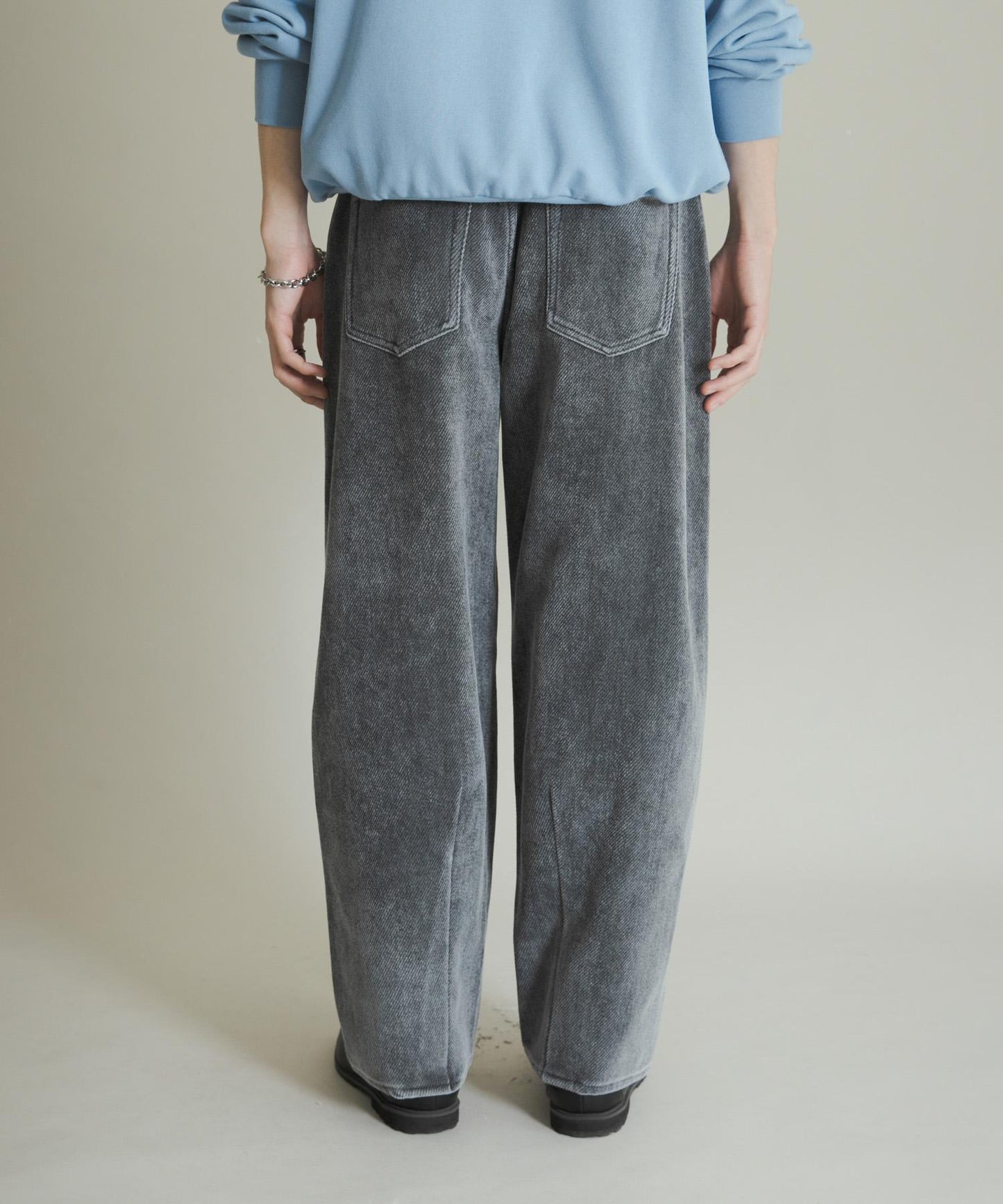 復古斜紋彎腿褲