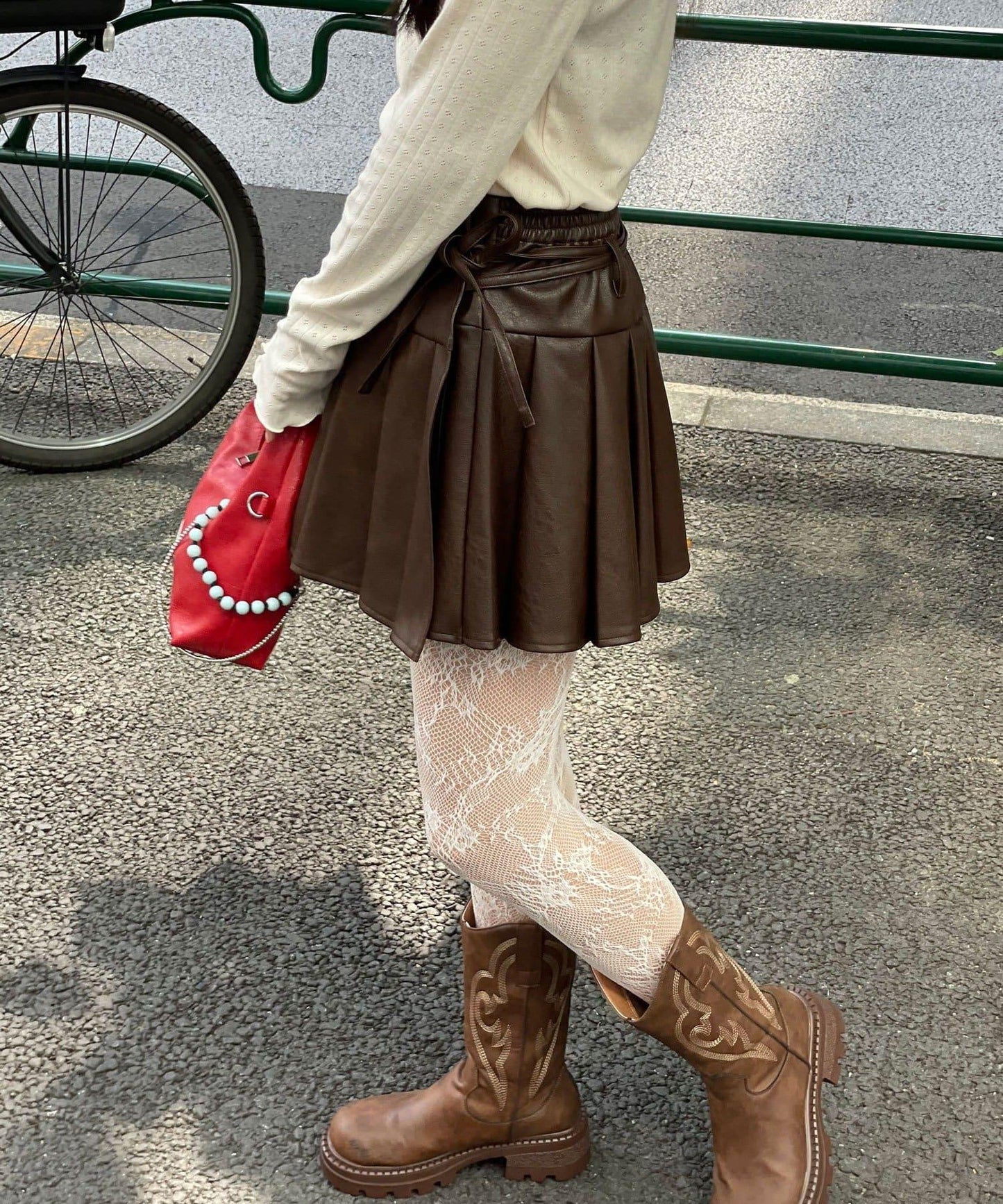 【Ciaopanic】皮革百褶包裹式迷你裙