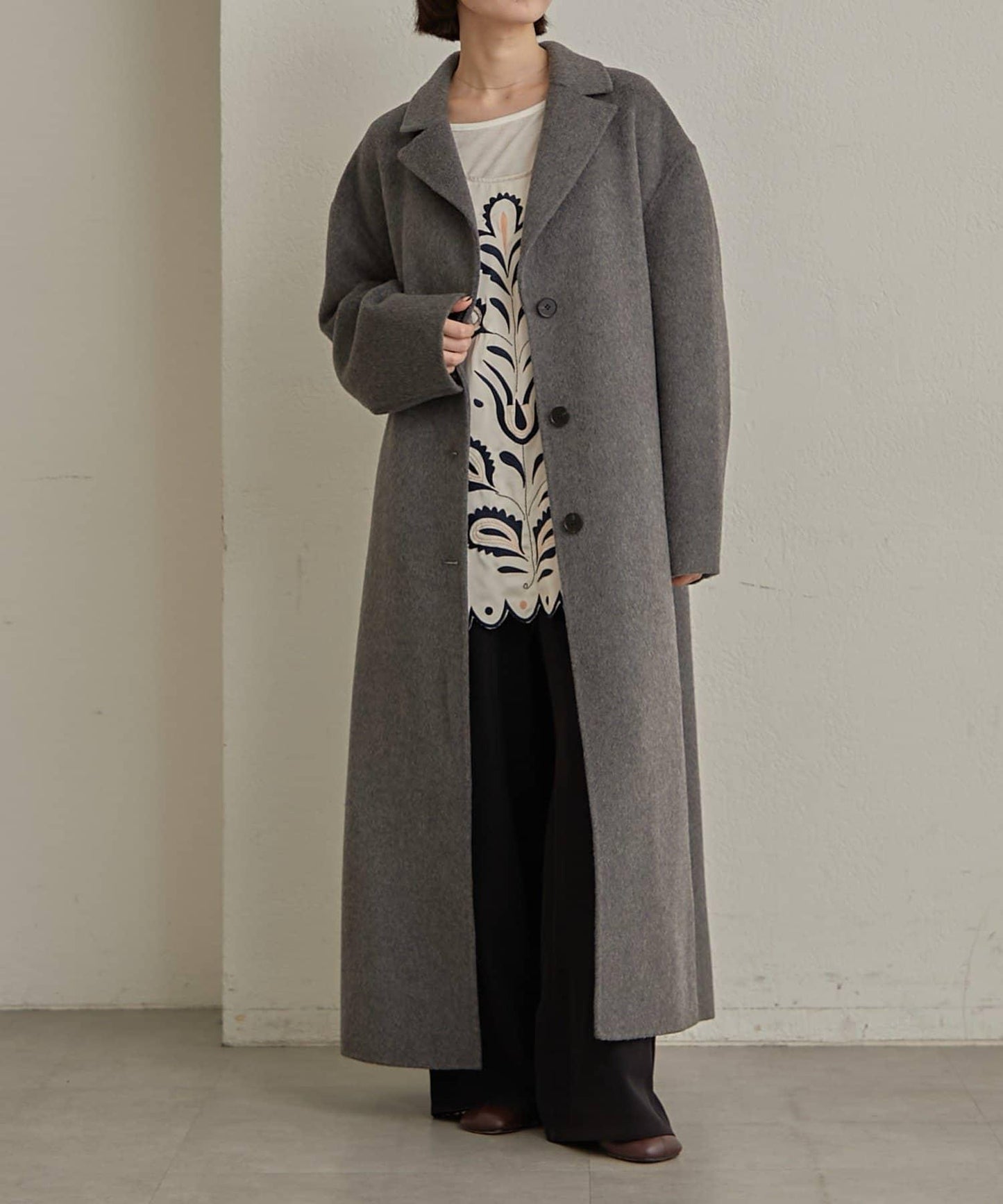 羊毛雙面呢長款大衣