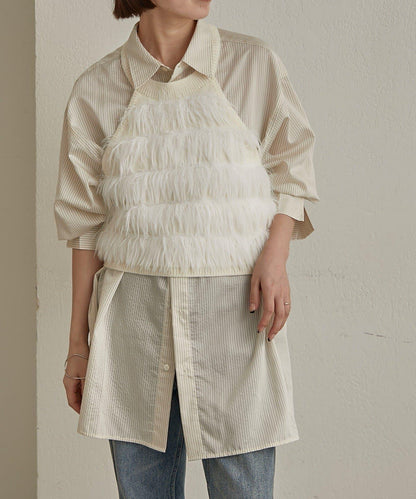 流蘇掛脖短上衣