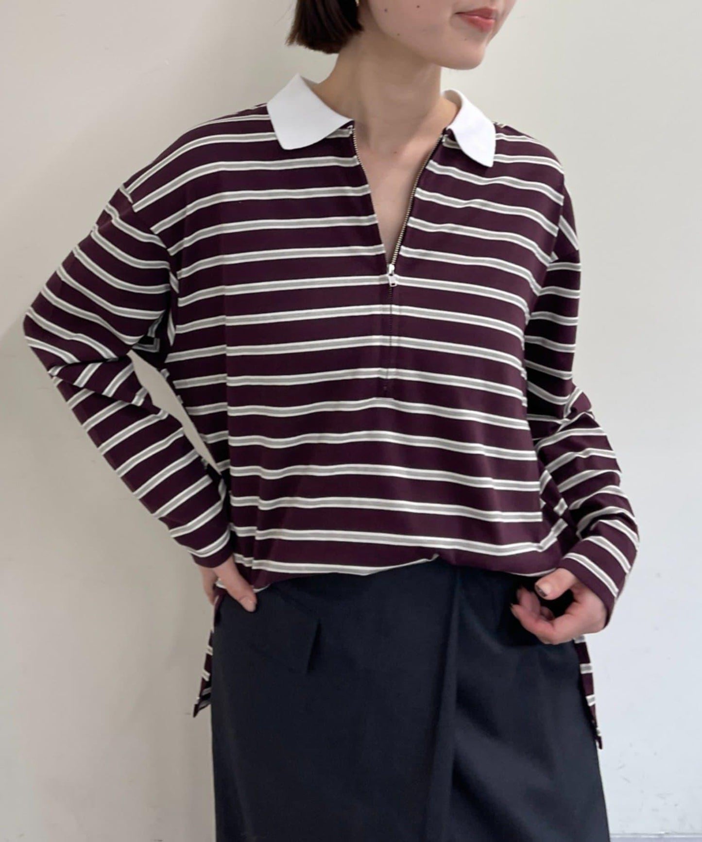 帶領多色條紋長袖T恤