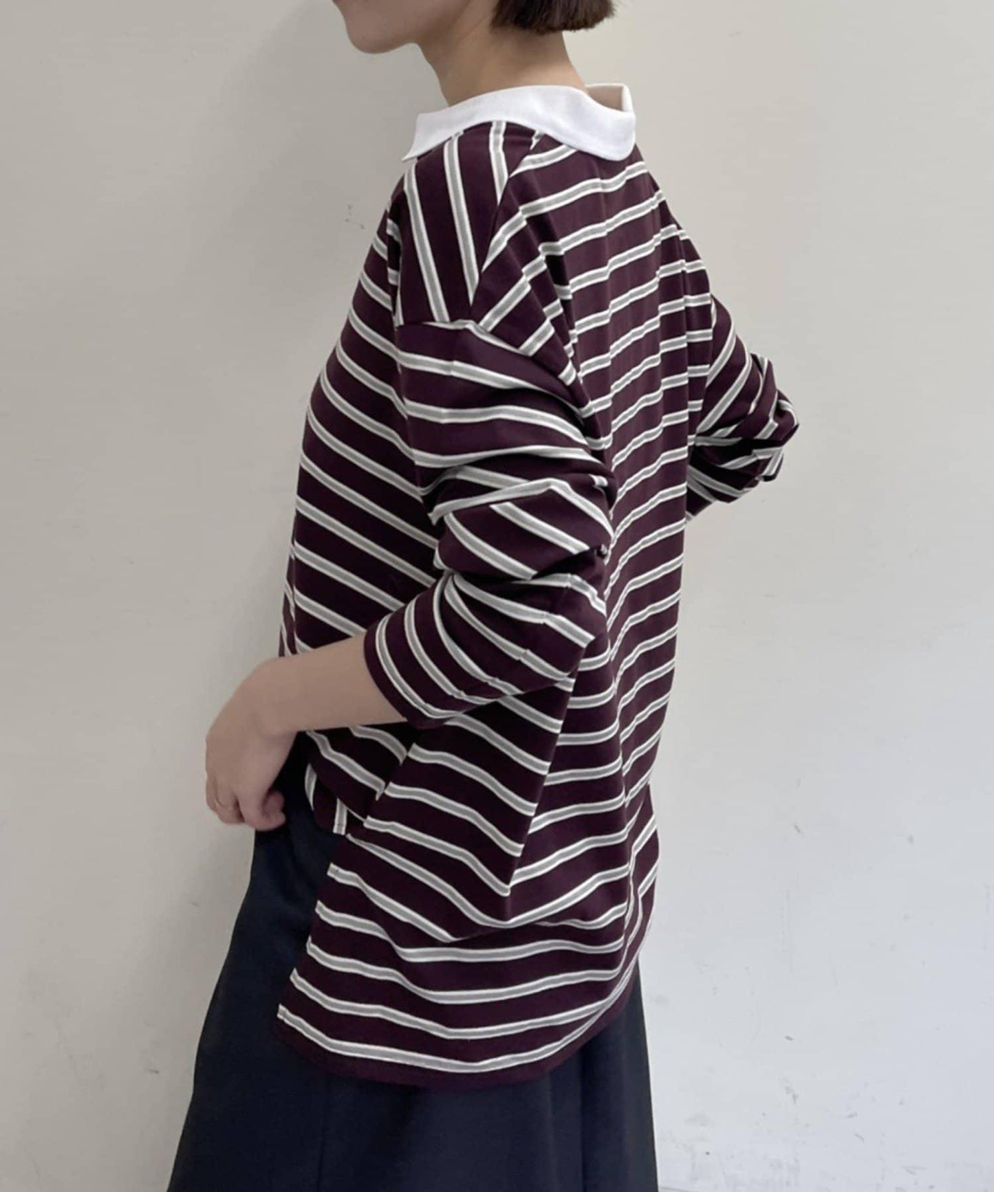 帶領多色條紋長袖T恤