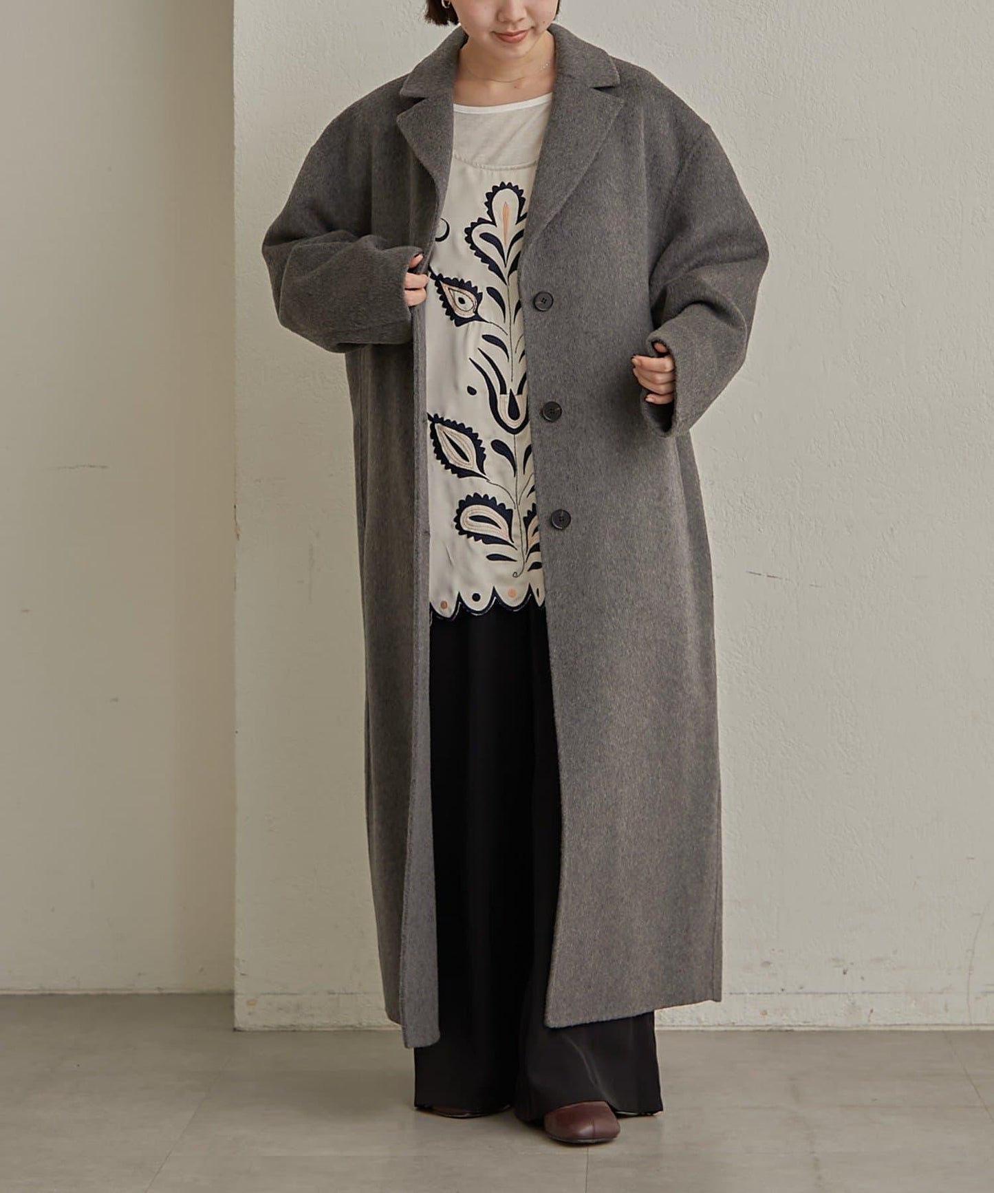 羊毛雙面呢長款大衣