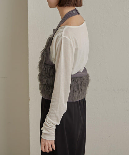 流蘇掛脖短上衣