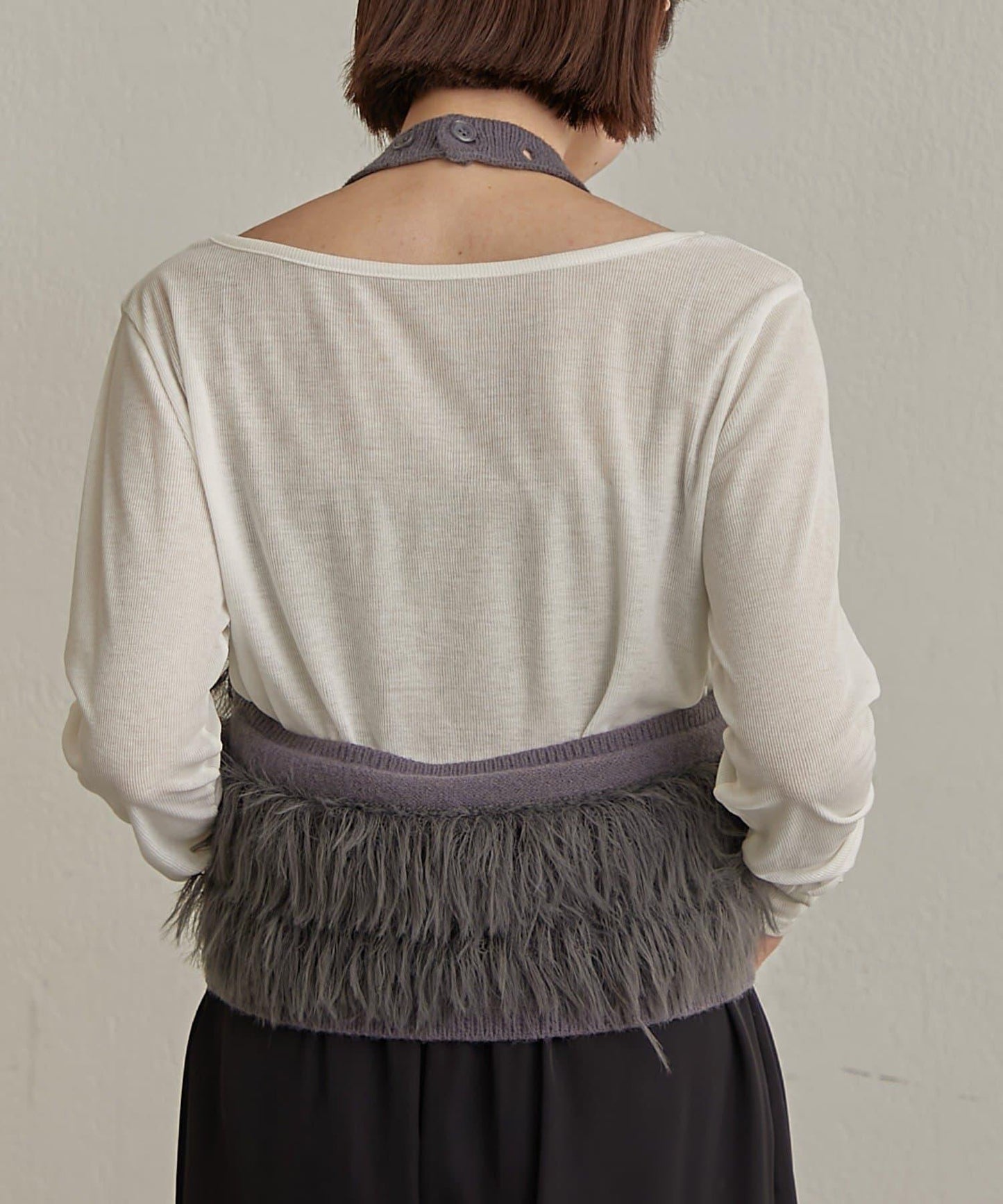 流蘇掛脖短上衣