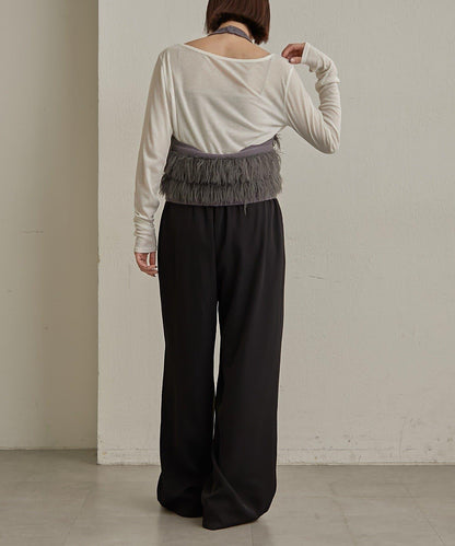 流蘇掛脖短上衣